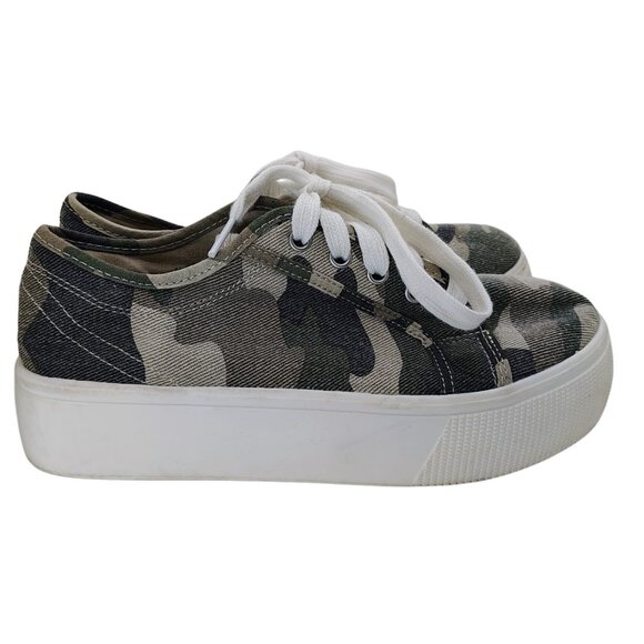 American Eagle Camouflage Platform Sneakers | Size 6 | Camo Canvas Lace-Up - Picture 4 of 6